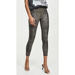 L’AGENCE Margot high rise coated skinny jeans croc foil print NWT size 24